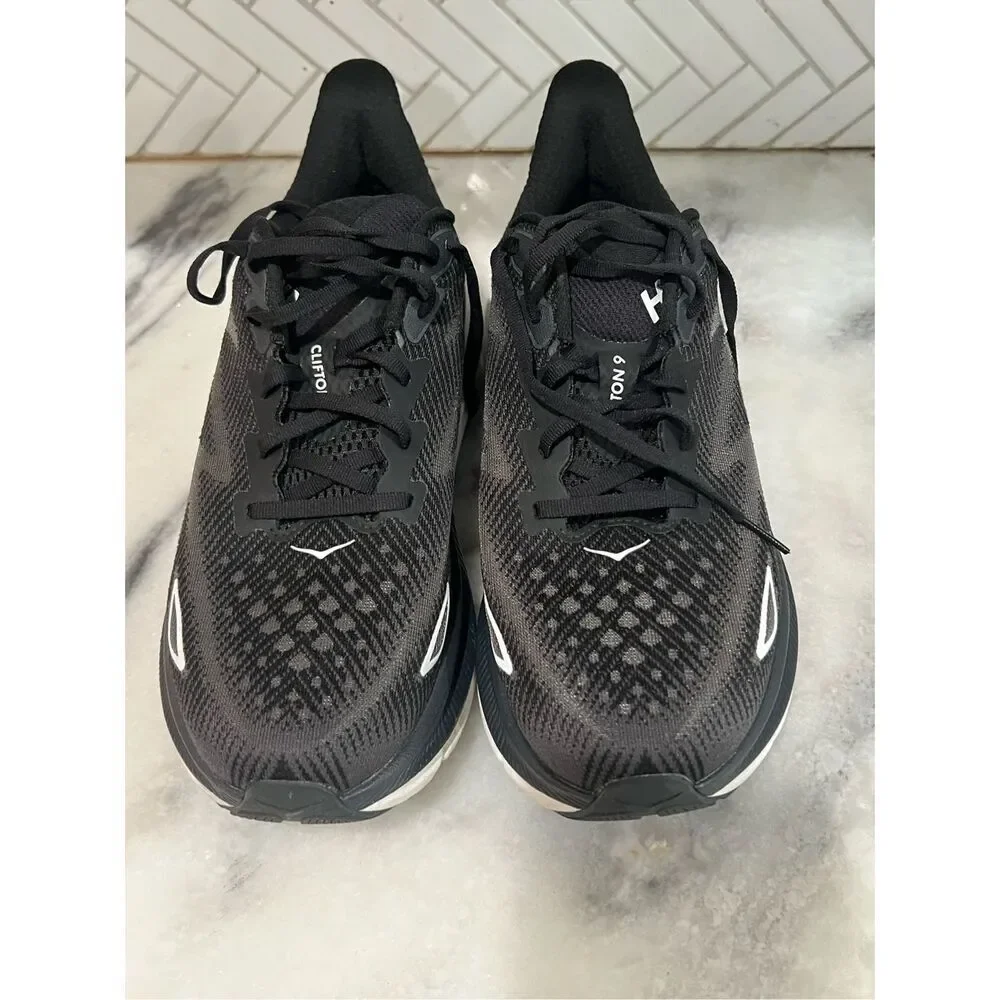 HOKA ONE ONE Clifton 9 Men’s Size 10 Black White Running Shoes EU 44